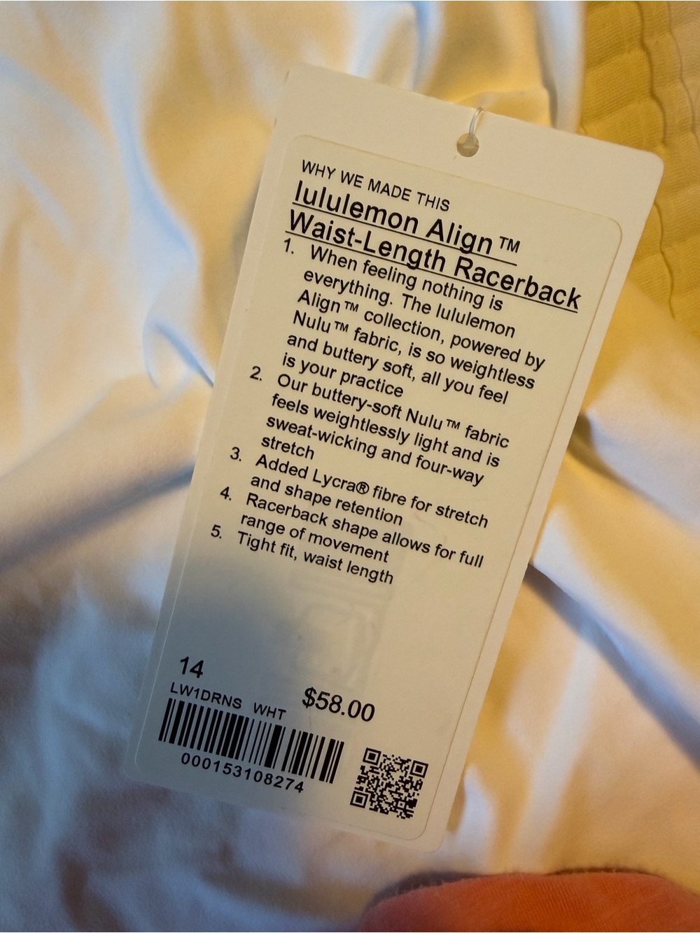 lululemon Align™ Waist-Length
Racerback Tank Top White Size: 14 - Picture 6 of 6